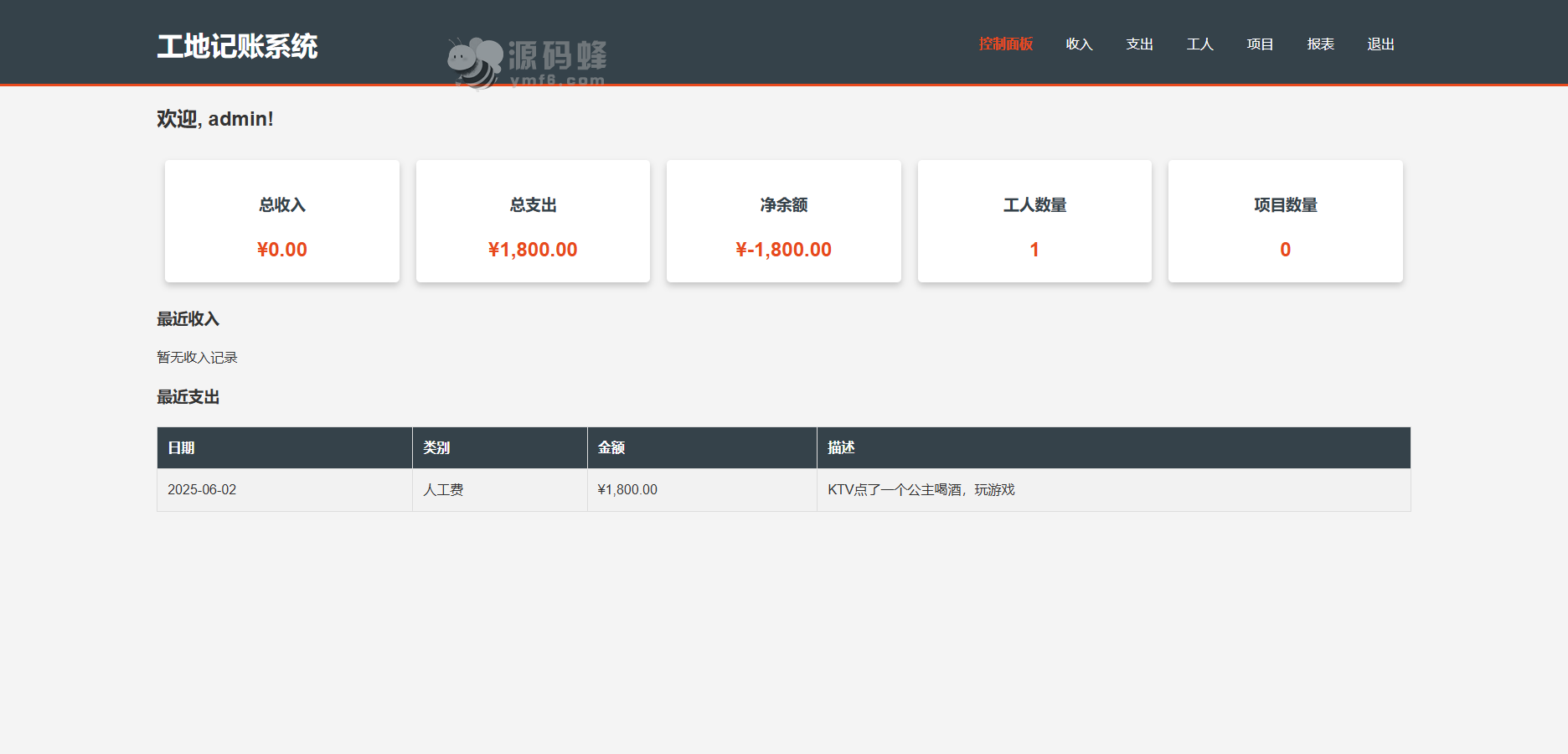 工程行业专属员工记账系统